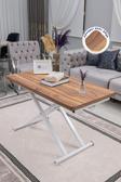 Sehpam Akıllı Akıllı Sehpa Home Üst Tabla Mdf Urartu Oval Köşe Alt Ayak Beyaz Renk