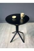 İkra Yuvarlak Siyah Balkon Masası Mutfak Yemek Masası 60 cm