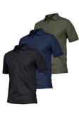 Ghassy Co. Erkek 3'lü Set Taktik Polo Yaka Gömlek Hızlı Kuruma Nem Emici Pique Jersey Golf T-shir