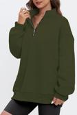 Ghassy Co. Kadın Vintage Yarım Fermuarlı Oversize İçi Şardonlu Pamuklu Sweatshirt