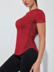 Kadın Dry Fit Running Yoga Hızlı Kuruma Nem Emici Yanları Fileli Hava Alabilen Spor T-shirt