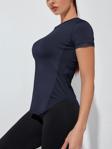 Kadın Dry Fit Running Yoga Hızlı Kuruma Nem Emici Yanları Fileli Hava Alabilen Spor T-shirt