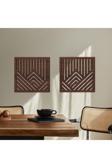 Mars Minimalist Geometrik 2'Li Set Ahşap Duvar Dekoru