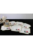 Plt Design 6'Lı Bi Kahve Desenli Linen Keten Kahve Yanı Kokteyl Sunum Peçetesi