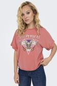 Only Onllucy Baskılı % 100 Pamuk Regular Fit Bisiklet Yaka Bayan T Shirt 15316637 GÜL