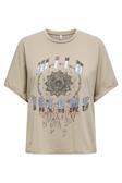 Only Onllucy Baskılı % 100 Pamuk Regular Fit Bisiklet Yaka Bayan T Shirt 15316637 BEJ