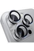 Evax (Metal Lens) Iphone 16 Pro Max / 16 Pro Uyumlu Beyaz Titanyum Metal Kamera Lens Koruyucu
