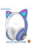 Lesgo A+ Kalite Kedi Kulağı Detaylı Bluetooth Kablosuz Rengarenk Işıklı Rgb Çocuk Kulaklık 2025 Vers