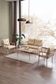 Evdemo Saye Metal Bahçe Balkon Oturma Takımı 2+1+1+Orta Sehpa Cappuccino