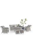 Evdemo Deniz Rattan Puflu Bahçe Balkon Takımı 3+1+1 Gri