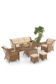 Evdemo Deniz Rattan Puflu Bahçe Balkon Takımı 3+1+1 Kahve