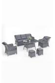 Evdemo Eren Rattan Puflu Bahçe Balkon Takımı 3+1+1 Antrasit