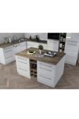 T Designo Minos Mutfak Adası -Alt Modül 150 Cm-Beyaz- Tezgah Dahil