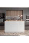 T Designo Zeus Mutfak Adası -Alt Modül-2 Çekmeceli 3 Kapaklı- 150 Cm Beyaz -Tezgah Dahil