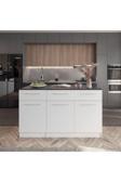 T Designo Zeus Mutfak Adası -Alt Modül-2 Çekmeceli 3 Kapaklı- 150 Cm Beyaz -Tezgah Dahil