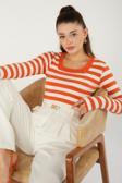Çizgili Bluz Turuncu - 26523