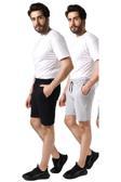 Tynemode Erkek Slim Fit Siyah Gri Düz Pamuklu Yazlık Şort