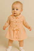 KIZ BEBEK DÜĞMELİ ELBİSE 0323