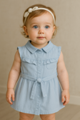 KIZ BEBEK DÜĞMELİ ELBİSE 0323
