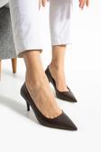 Güllü Shoes Kahverengi Mat Klasik Topuklu | Vegan Deri, İnce Topuk, Sivri Burun Zarif Şehir Stil Şıklığı