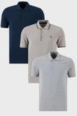 Buratti Pamuklu Regular Fit Düğmeli Polo Yaka 3'lü Paket Erkek T Shirt 590211827S3 Gri Melanj-İndigo-Taş