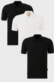 Buratti Pamuklu Regular Fit Düğmeli Polo Yaka 3'lü Paket Erkek T Shirt 5902127S3 Siyah-Beyaz-Siyah
