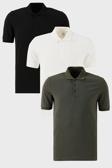 Buratti Pamuklu Regular Fit Düğmeli Polo Yaka 3'lü Paket Erkek T Shirt 5902127S3 SİYAH-BEYAZ-HAKİ