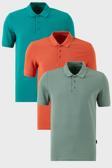 Buratti Pamuklu Regular Fit Düğmeli Polo Yaka 3'lü Paket Erkek T Shirt 5902127S3 Tarçın-Benetton-Elma Yeşili