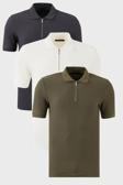 Buratti Pamuklu Regular Fit Yarım Fermuarlı 3'lü Paket Erkek Polo Yaka T Shirt 5902434S3 Ekru-Haki-Antrasit