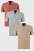 Buratti Pamuklu Regular Fit Düğmeli Polo Yaka 3'lü Paket Erkek T Shirt 5902127S3 Gül-Vizon-Kül