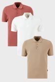 Buratti Pamuklu Regular Fit Düğmeli Polo Yaka 3'lü Paket Erkek T Shirt 5902127S3 Beyaz-Gül-Vizon