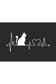 Hediyenebak Kedi Kalp Ritmi Araç, Araba, Oto, Motorsiklet, Kask, Laptop, Cam Sticker 20X9 Cm