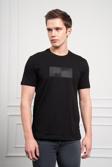  Erkek Siyah Trend Bisiklet Yaka Pamuk Dinamik Fit T-Shirt