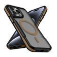 iPhone 14 Pro Max Kılıf M-safe Şarj Özellikli Renkli Kenar Airbag Şeritli Lamer Kılıf