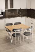 Evdemo Trend 4 Kişilik Mutfak Masa Takımı Atlantik Çam-Gri-Beyaz 120x80x75 cm