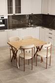 Evdemo Trend 4 Kişilik Mutfak Masa Takımı Atlantik Çam-Krem-Kahve 120x80x75 cm