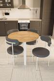 Evdemo Trend Yuvarlak Mutfak Masa Takımı Atlantik Çam-Gri-Beyaz 90x75 cm