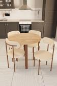 Evdemo Trend Yuvarlak Mutfak Masa Takımı Atlantik Çam-Krem-Kahve 90x75 cm