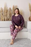 Nisanca Uzun Kollu %100 Pamuk Büyük Beden Anne Pijama Takımı- Anne Özel Serisi
