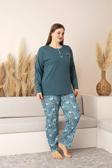 Nisanca Uzun Kollu %100 Pamuk Büyük Beden Anne Pijama Takımı- Anne Özel Serisi