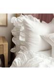 Maki Home Yüzde Yüz Pamuklu Beyaz Fırfır Süs Dikiş Detaylı White Flat İki Adet 50X70 Yastık Kılıfı Seti