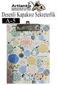 Desenli Sekreterlik Kapaksız A5 1 Adet Renkli Desenli A5 Sekreterlik Klipsli Metal Mekanizmalı 80 Yaprak Kapasiteli