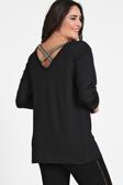 Curvy Trend Sırt Çapraz Altın Pul Şerit Uzun Kol Bluz