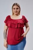 Curvy Trend Büyük Beden Madonna Yaka Viskon Bluz