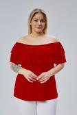 Curvy Trend Büyük Beden Madonna Yaka Viskon Bluz