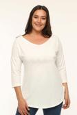 Curvy Trend Büyük Beden Geniş V Yaka Yarım Kol Oval Yırtmaç Bluz