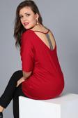 Curvy Trend Sırt Dekolteli Pul Payet Bantlı Yarım Kol Bluz