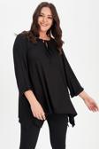 Curvy Trend Büyük Beden Yaka Bağcıklı Kol Katlamalı Yan Yırtmaçlı Tunik