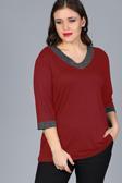 Curvy Trend Büyük Beden Yaka Kolucu Sim Bluz
