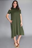 Curvy Trend Omuz Dekolte Viskon Elbise